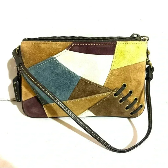 Coach vintage suede/ leather patchwork wristlet wallet - Picture 1 of 5
